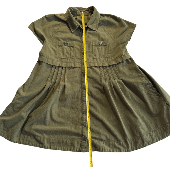 FREE PEOPLE Women’s Olive Green Utility Shirt Button-Up Dress XS Cotton - Picture 7 of 8
